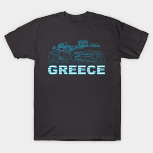 In this work we see the legendary Acroplus Greek structure. And also we see the ancient Greek city. The work is made with the color of the Greek flag. T-Shirt